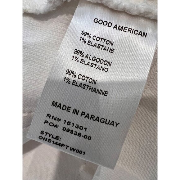 New Good American Size 10/30 Good '90s Ripped Raw Hem Denim Shorts White - Picture 13 of 14